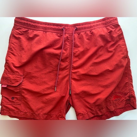 Tommy Bahama Relax Red Cargo Swim Trunks - Picture 1 of 11